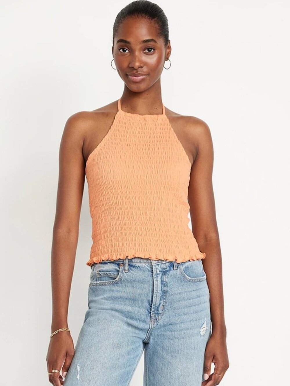 Old Navy Smocked Orange Halter Top